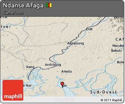 Shaded Relief Panoramic Map of Ndanse Afaga