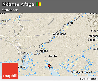 Shaded Relief Panoramic Map of Ndanse Afaga