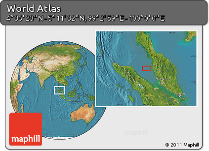 Satellite Location Map of the Area around 4° 53' 57" N, 99° 31' 30" E