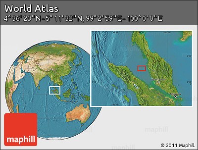 Satellite Location Map of the Area around 4° 53' 57" N, 99° 31' 30" E