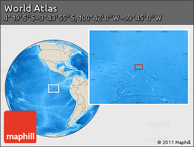 Shaded Relief Location Map of the Area around 4° 1' 30" S, 100° 13' 29" W