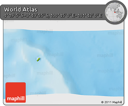 Physical 3D Map of the Area around 4° 1' 30" S, 101° 13' 29" E