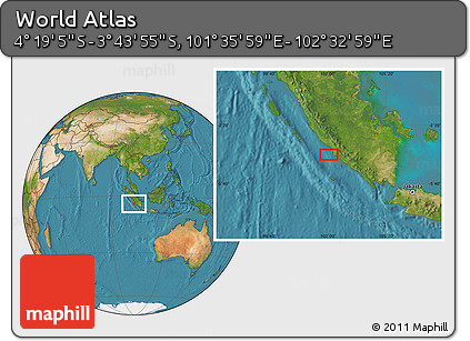 Satellite Location Map of the Area around 4° 1' 30" S, 102° 4' 29" E