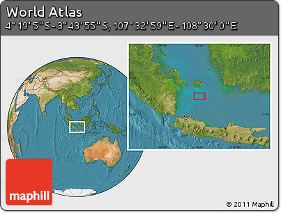 Satellite Location Map of the Area around 4° 1' 30" S, 108° 1' 30" E