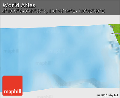 Physical 3D Map of the Area around 4° 1' 30" S, 119° 4' 29" E