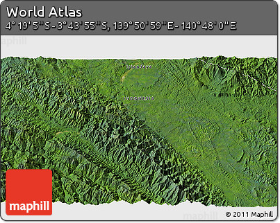 Satellite 3D Map of the Area around 4° 1' 30" S, 140° 19' 29" E
