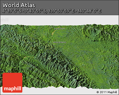 Satellite 3D Map of the Area around 4° 1' 30" S, 140° 19' 29" E