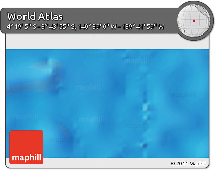 Shaded Relief 3D Map of the Area around 4° 1' 30" S, 140° 10' 30" W