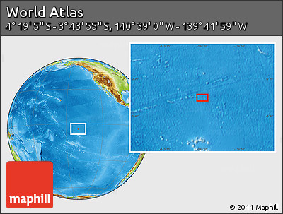 Physical Location Map of the Area around 4° 1' 30" S, 140° 10' 30" W