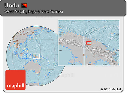 Gray Location Map of Undu, hill shading