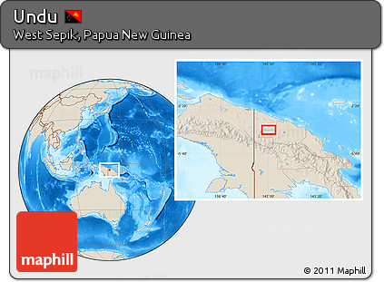 Shaded Relief Location Map of Undu