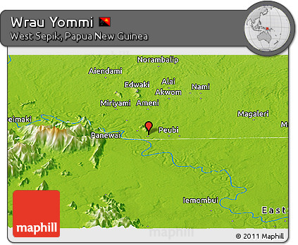Physical Panoramic Map of Wrau Yommi