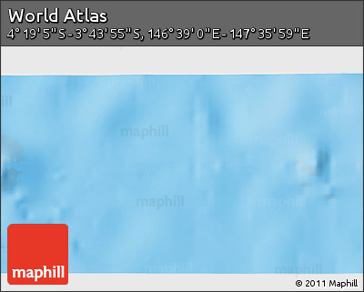 Physical 3D Map of the Area around 4° 1' 30" S, 147° 7' 30" E