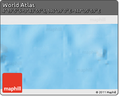 Physical 3D Map of the Area around 4° 1' 30" S, 147° 7' 30" E