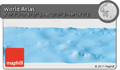 Physical Panoramic Map of the Area around 4° 1' 30" S, 148° 49' 29" E