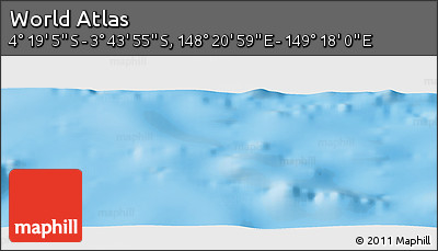 Physical Panoramic Map of the Area around 4° 1' 30" S, 148° 49' 29" E