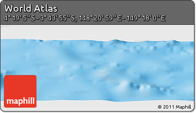 Physical Panoramic Map of the Area around 4° 1' 30" S, 148° 49' 29" E
