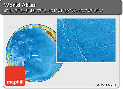 Physical Location Map of the Area around 4° 1' 30" S, 151° 13' 29" W