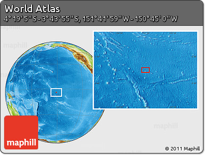 Physical Location Map of the Area around 4° 1' 30" S, 151° 13' 29" W