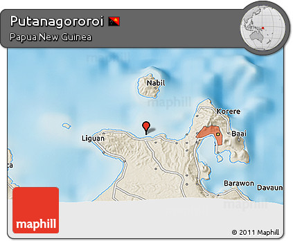 Shaded Relief 3D Map of Putanagororoi