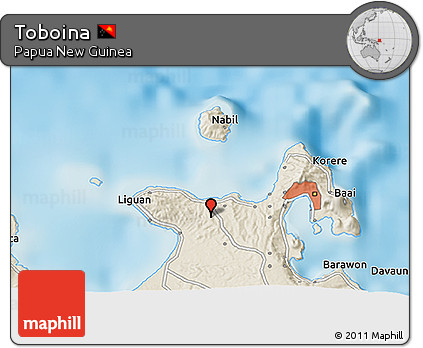 Shaded Relief 3D Map of Toboina