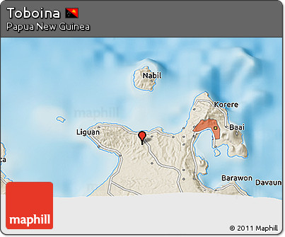 Shaded Relief 3D Map of Toboina