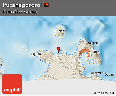 Shaded Relief 3D Map of Putanagororoi