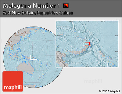 Gray Location Map of Malaguna Number 1, hill shading