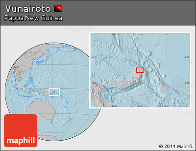 Gray Location Map of Vunairoto, hill shading