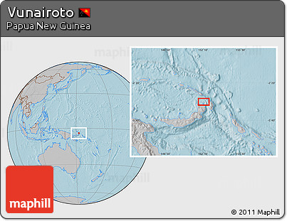 Gray Location Map of Vunairoto, hill shading