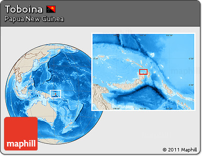 Shaded Relief Location Map of Toboina