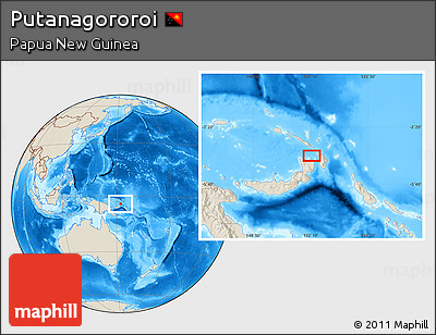 Shaded Relief Location Map of Putanagororoi