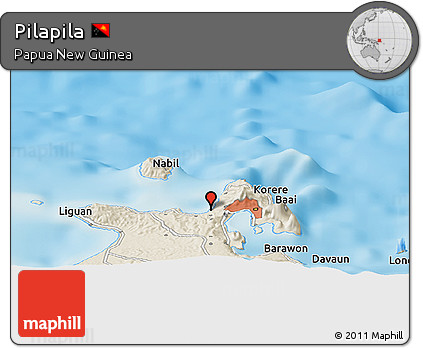 Shaded Relief Panoramic Map of Pilapila