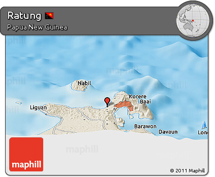 Shaded Relief Panoramic Map of Ratung