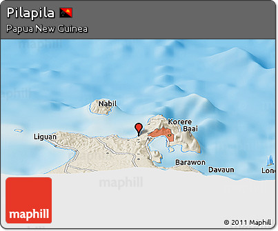 Shaded Relief Panoramic Map of Pilapila