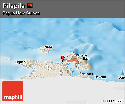 Shaded Relief Panoramic Map of Pilapila