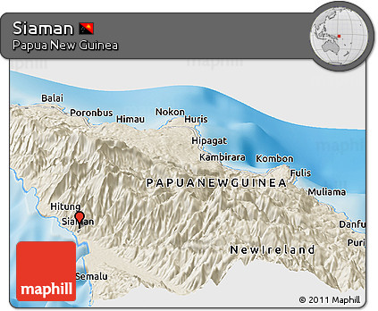 Shaded Relief Panoramic Map of Siaman