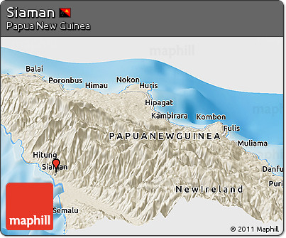 Shaded Relief Panoramic Map of Siaman