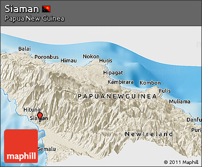 Shaded Relief Panoramic Map of Siaman