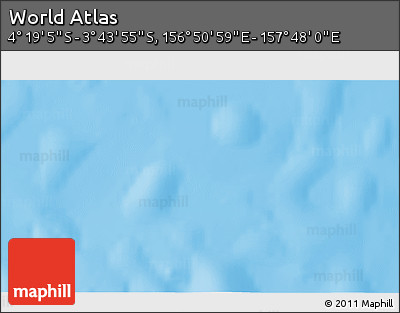 Physical 3D Map of the Area around 4° 1' 30" S, 157° 19' 29" E