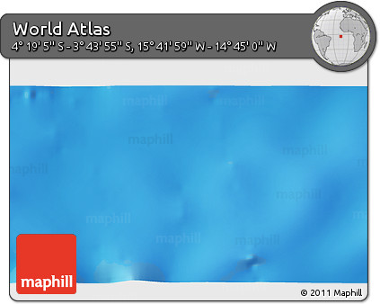 Physical 3D Map of the Area around 4° 1' 30" S, 15° 13' 29" W