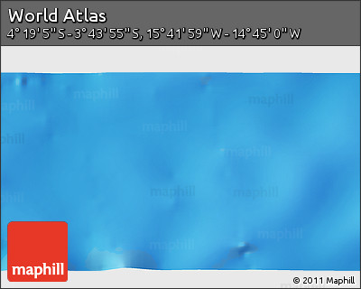 Physical 3D Map of the Area around 4° 1' 30" S, 15° 13' 29" W