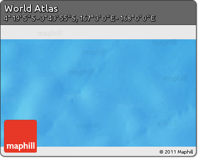 Physical 3D Map of the Area around 4° 1' 30" S, 167° 31' 30" E