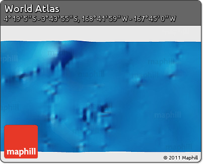 Shaded Relief 3D Map of the Area around 4° 1' 30" S, 168° 13' 29" W