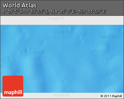 Physical 3D Map of the Area around 4° 1' 30" S, 169° 13' 29" E