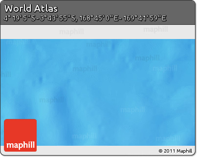 Physical 3D Map of the Area around 4° 1' 30" S, 169° 13' 29" E