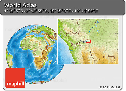Physical Location Map of the Area around 4° 1' 30" S, 16° 13' 30" E