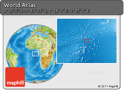 Physical Location Map of the Area around 4° 1' 30" S, 1° 46' 29" E