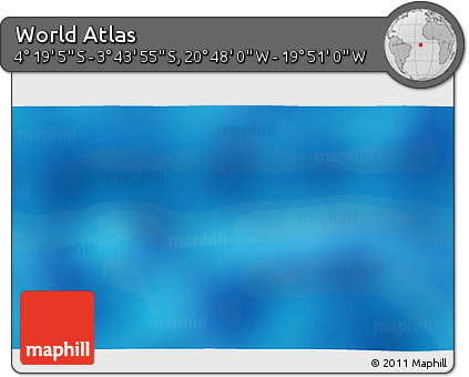 Shaded Relief 3D Map of the Area around 4° 1' 30" S, 20° 19' 30" W