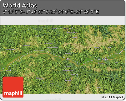 Satellite 3D Map of the Area around 4° 1' 30" S, 21° 19' 30" E